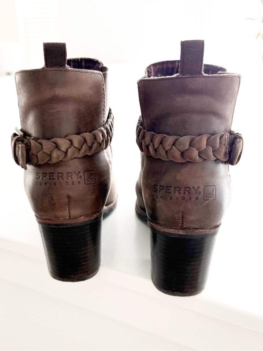 SPERRY TOP-SIDER Liberty Ankle Booties in Chestnut Leather Size 9M
